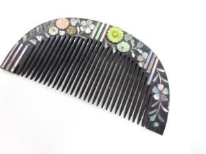 アンティーク　漆塗り螺鈿　櫛